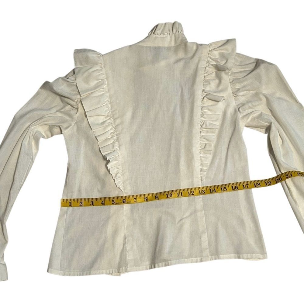 Vintage 70s Prairie Victorian Ruffles Puff Sleeve High Neck Bib Cottagecore M - Picture 16 of 16